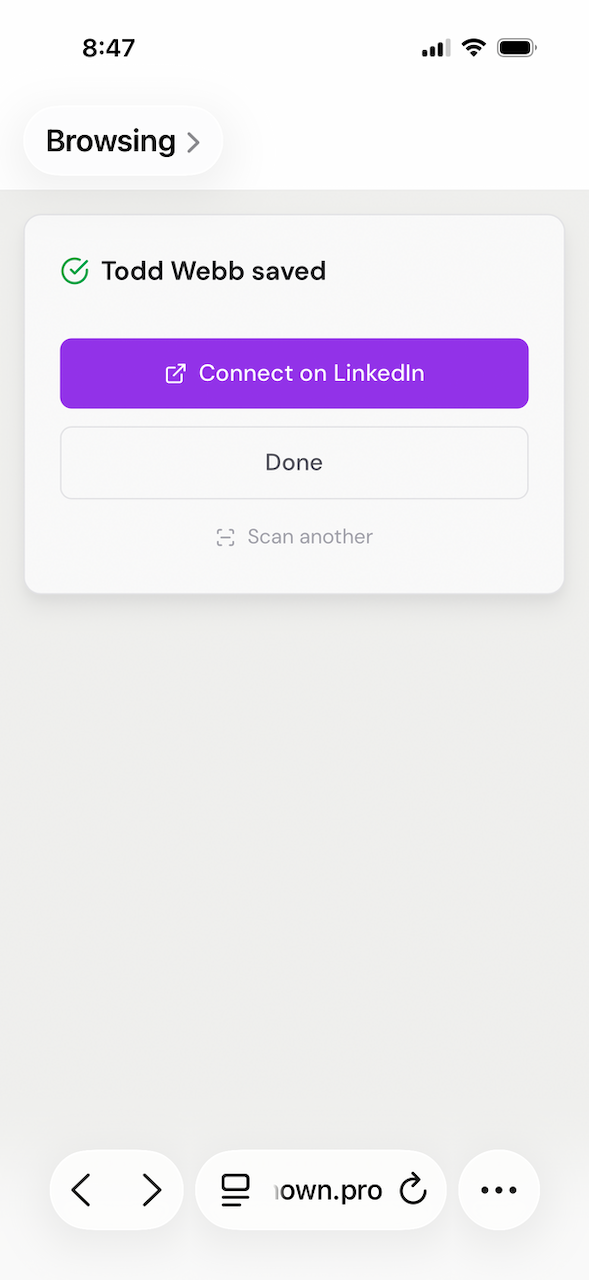 Known app — connect on LinkedIn after saving